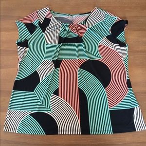 Worthington Geometric Short Sleeve Blouse